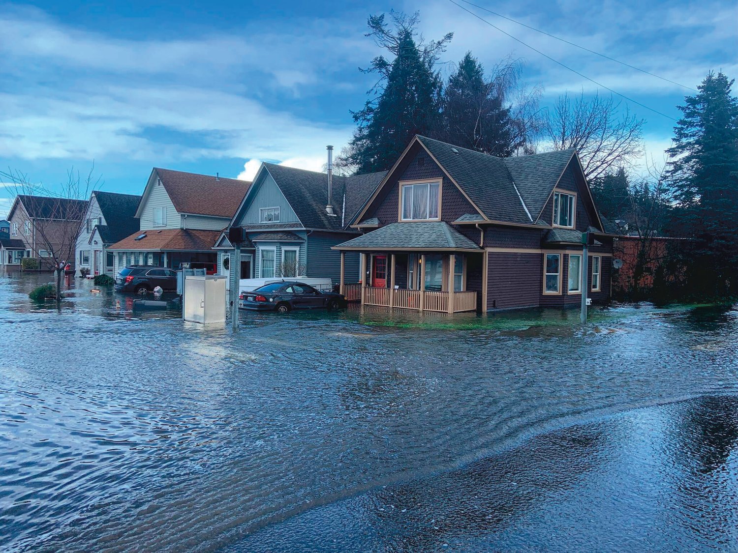 A Hoquiam neighborhood is seen flooded earlier this week in this photograph provided by The Daily World.